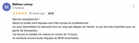 MVB Automobile Bordeaux vous remercie pour votre confiance et l'achat de voitures d'occasions à Bordeaux ! 
